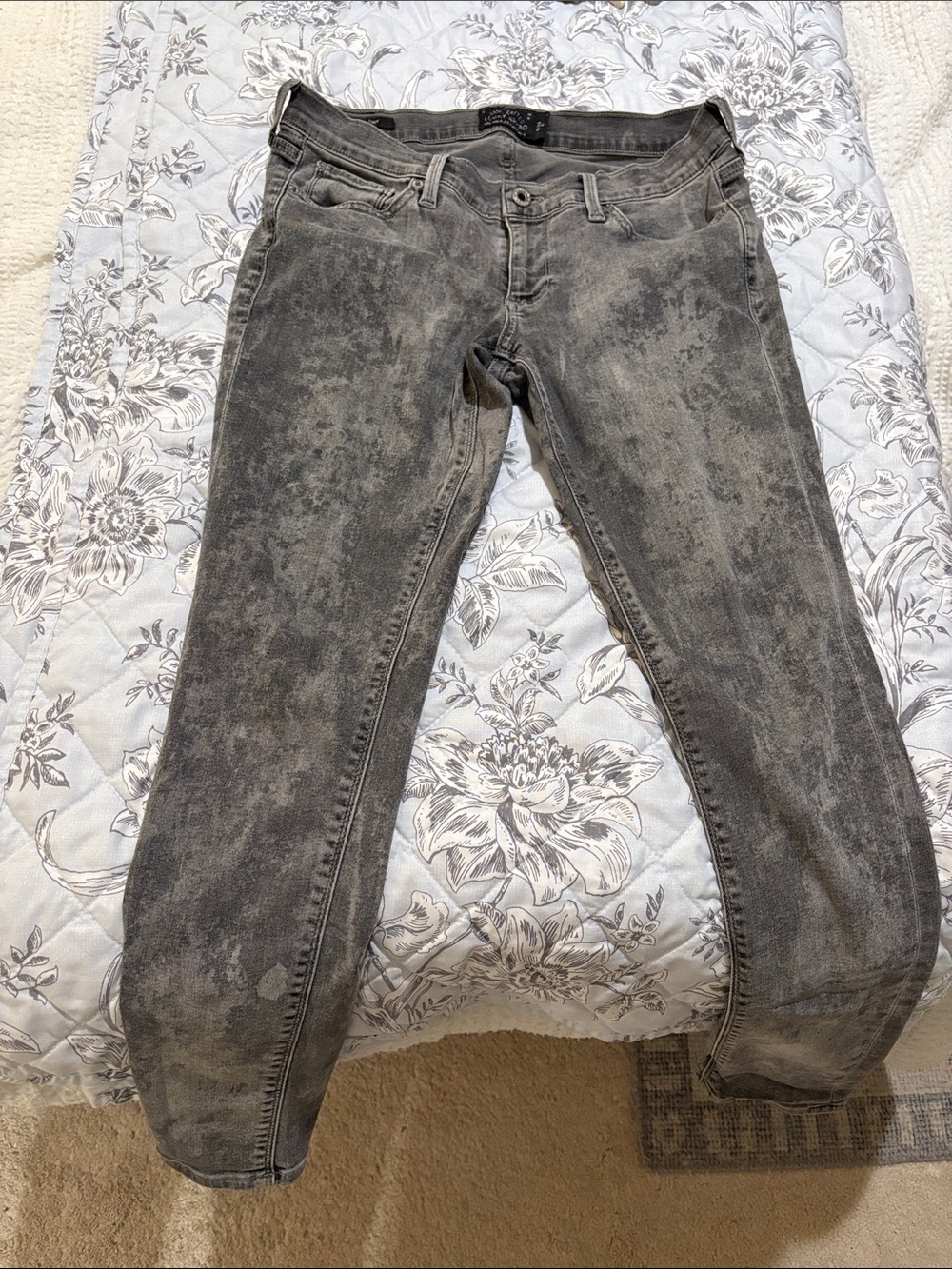 Lucky Brand Women's Acid-Wash Black Gray Skinny Jeans